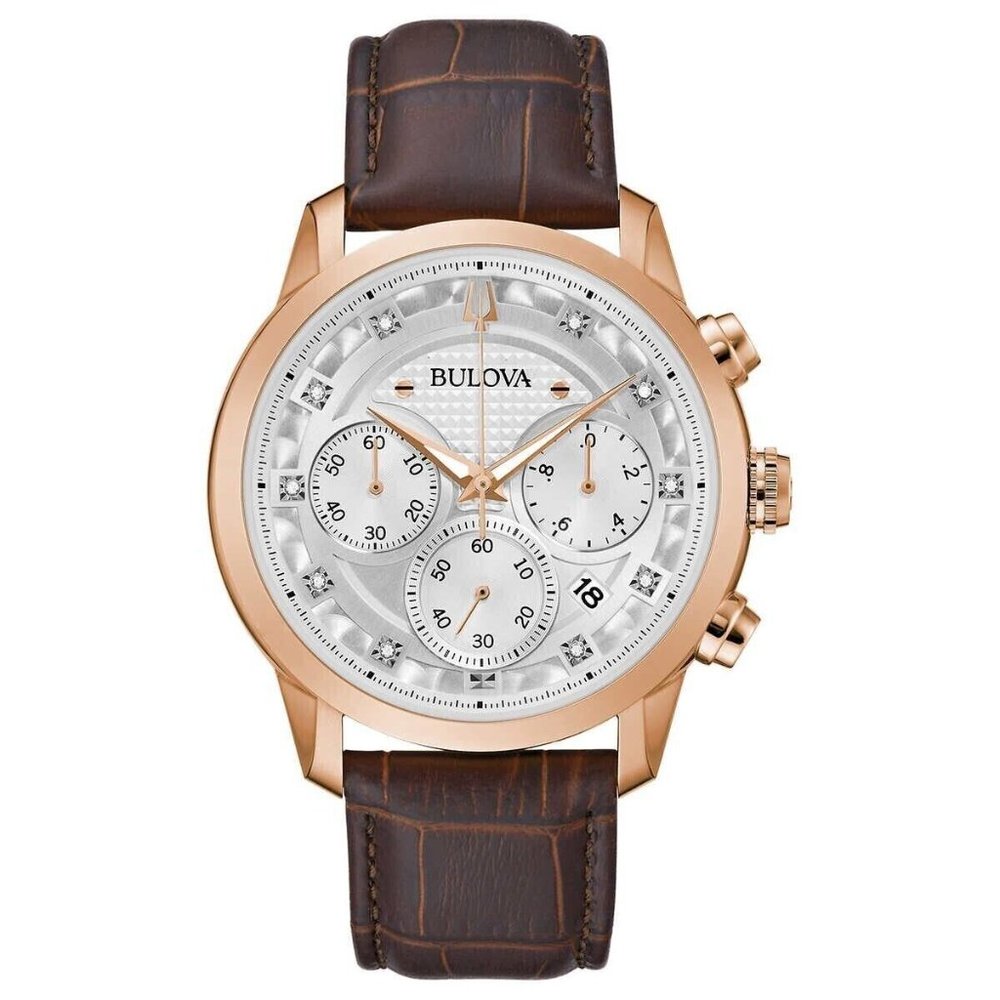 Bulova Classic Diamond Chronograph Stainless Steel Quartz Men's Watch 97D133